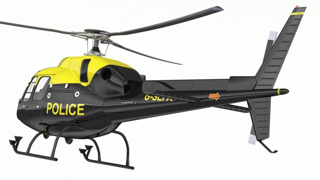 3D Police Helicopter Eurocopter AS 355 Rigged for Cinema 4D