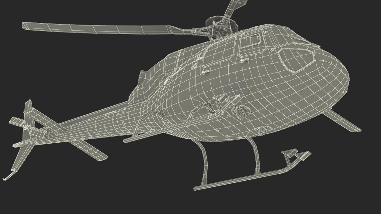 3D Police Helicopter Eurocopter AS 355 Rigged for Cinema 4D