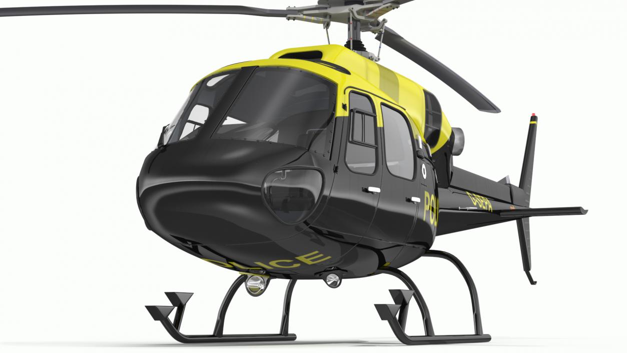 3D Police Helicopter Eurocopter AS 355 Rigged for Cinema 4D