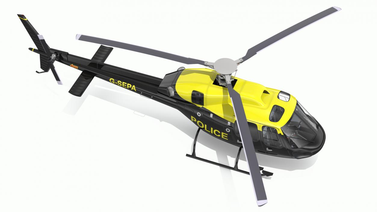 3D Police Helicopter Eurocopter AS 355 Rigged for Cinema 4D