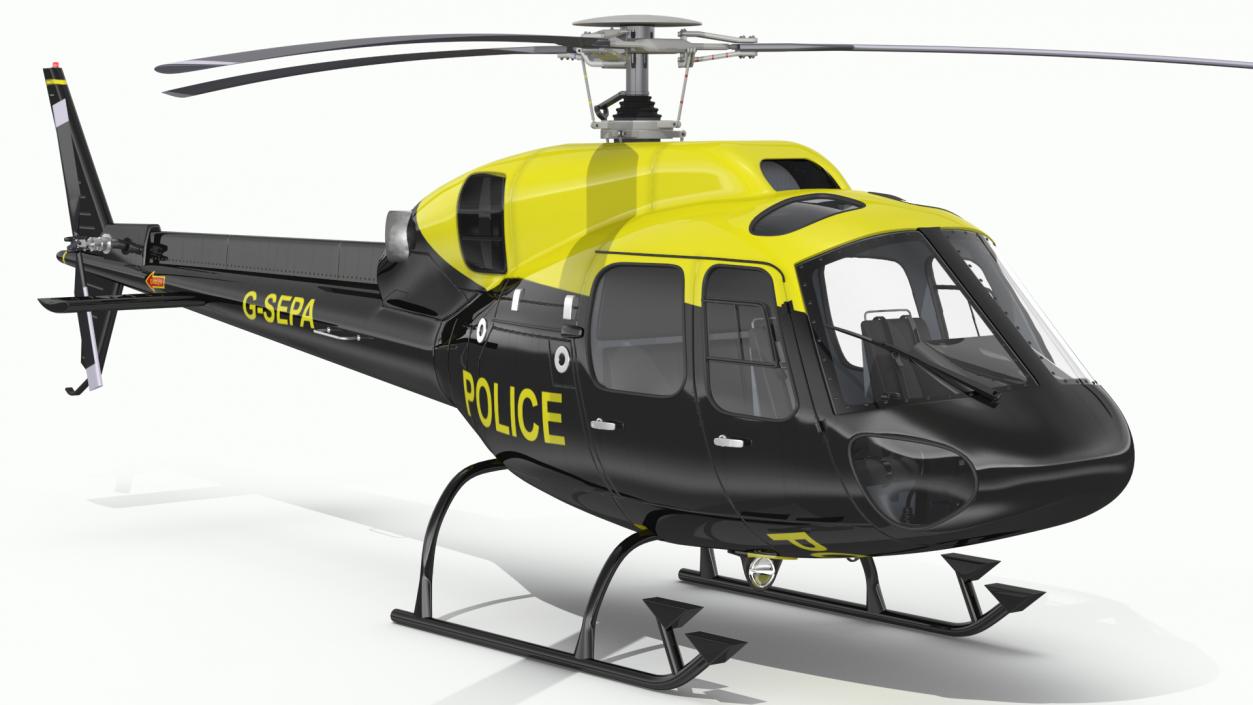 3D Police Helicopter Eurocopter AS 355 Rigged for Cinema 4D