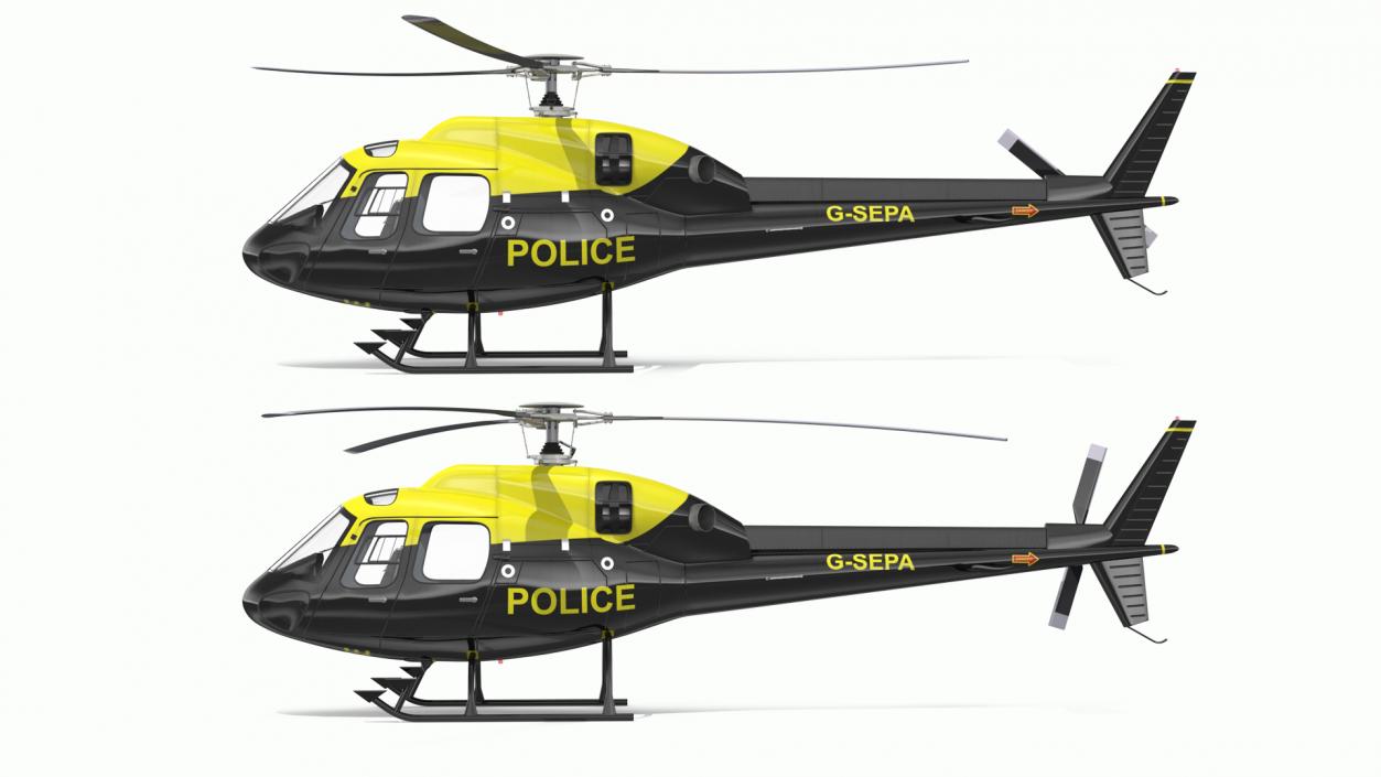 3D Police Helicopter Eurocopter AS 355 Rigged for Cinema 4D