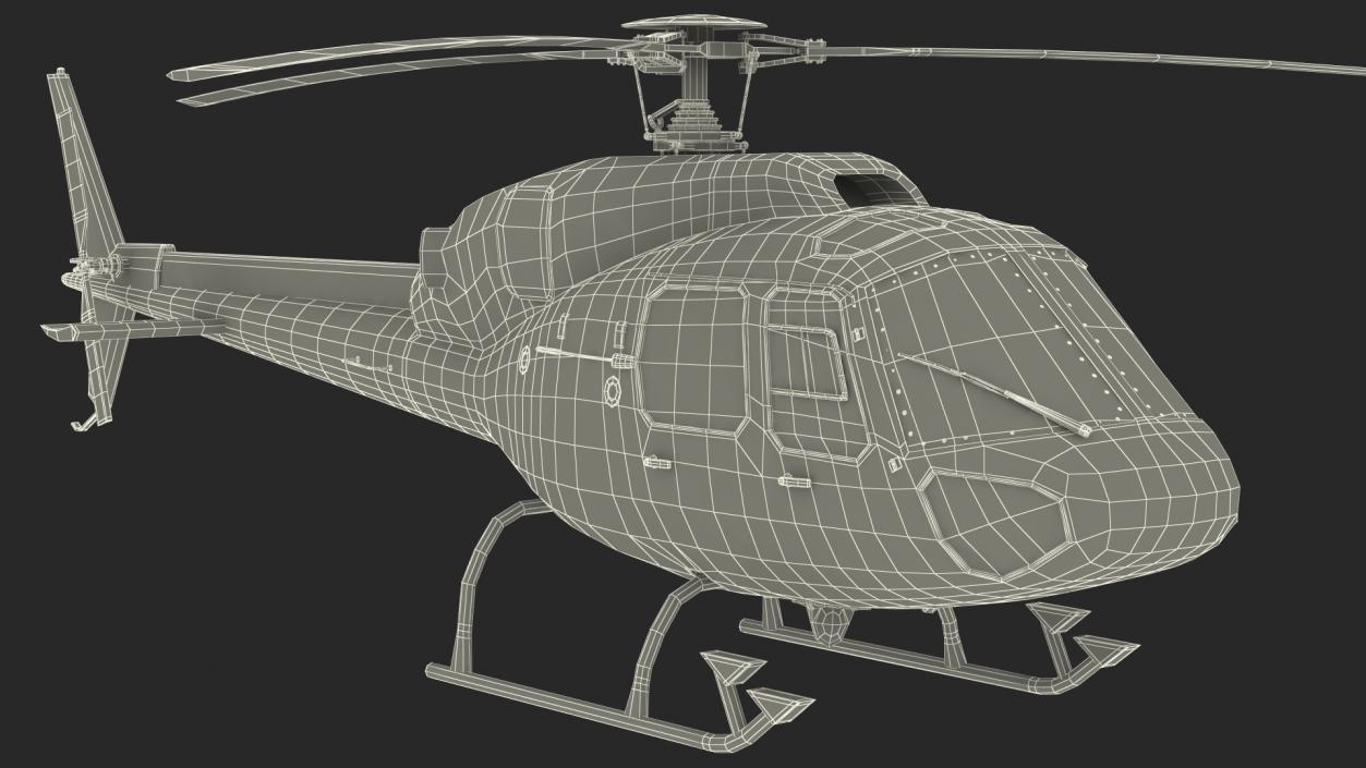 3D Police Helicopter Eurocopter AS 355 Rigged for Cinema 4D