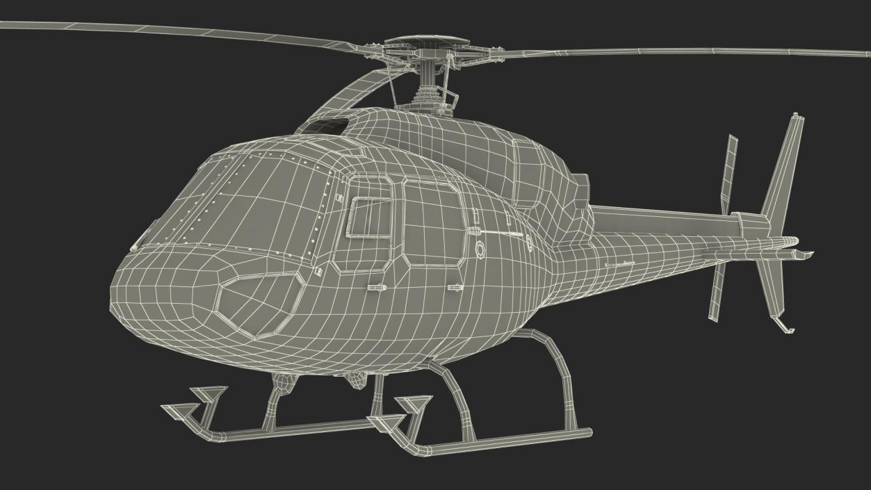 3D Police Helicopter Eurocopter AS 355 Rigged for Cinema 4D