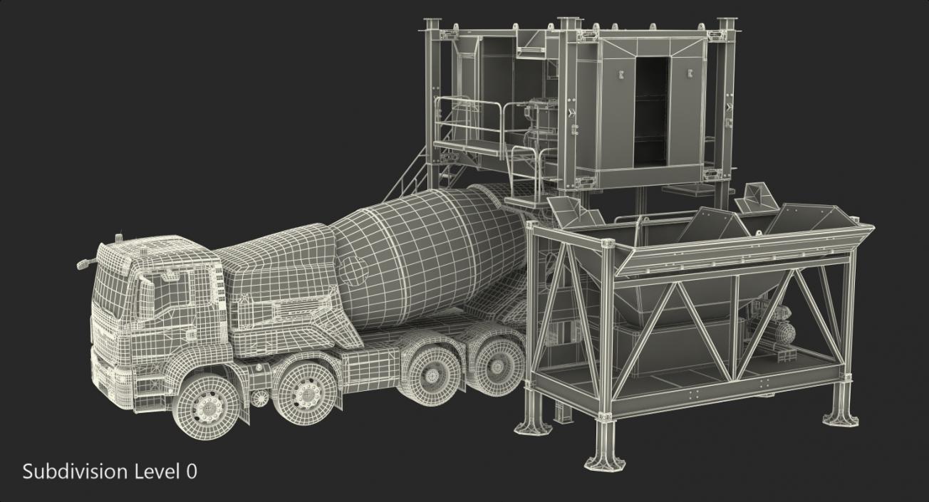 Mobile Mixing Plant with Concrete Mixer 3D model