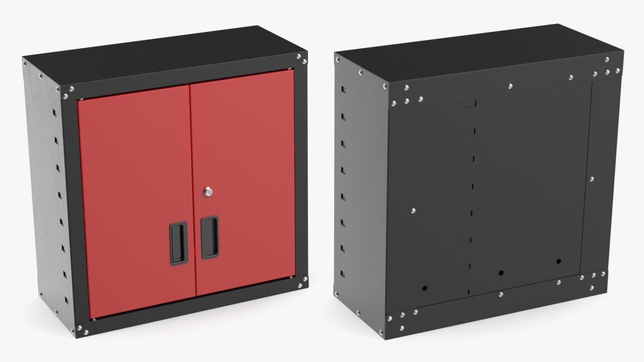 Wall Mounted Tool Storage Cabinet Red 3D