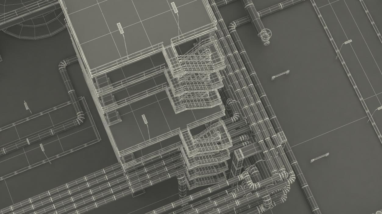 3D model Distressed Oil Refinery Night Scene