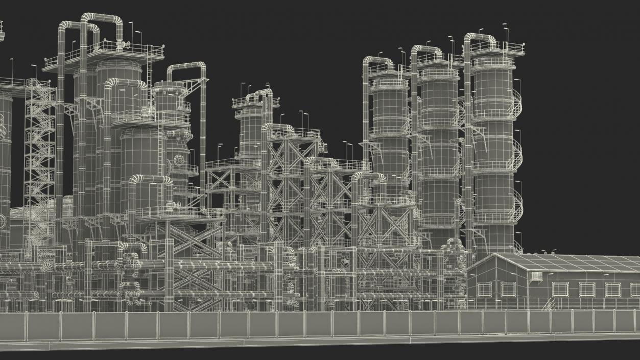 3D model Distressed Oil Refinery Night Scene