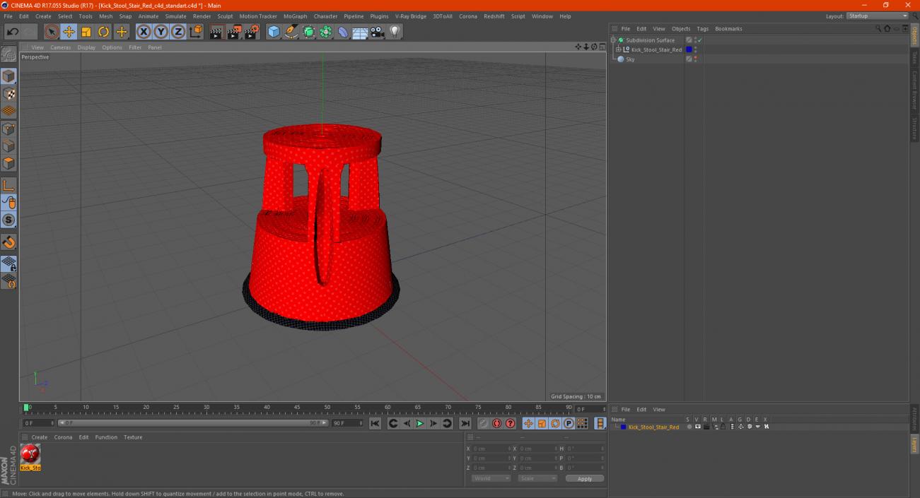 3D model Kick Stool Stair Red