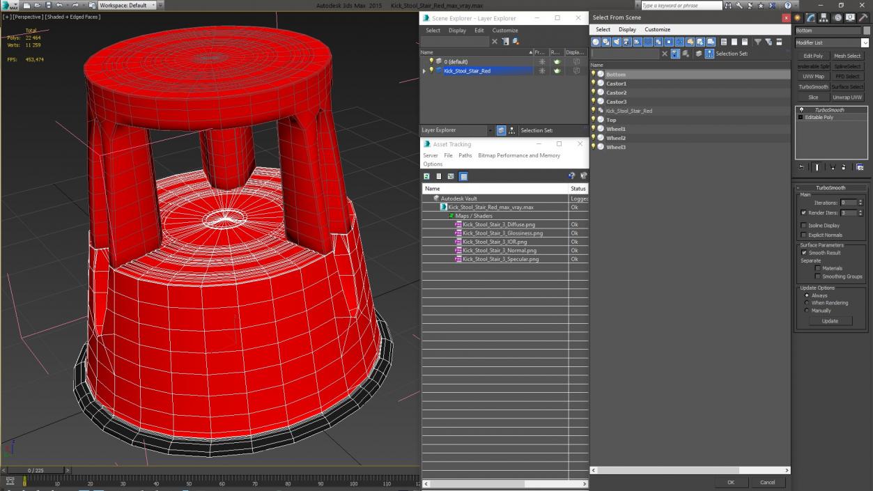 3D model Kick Stool Stair Red