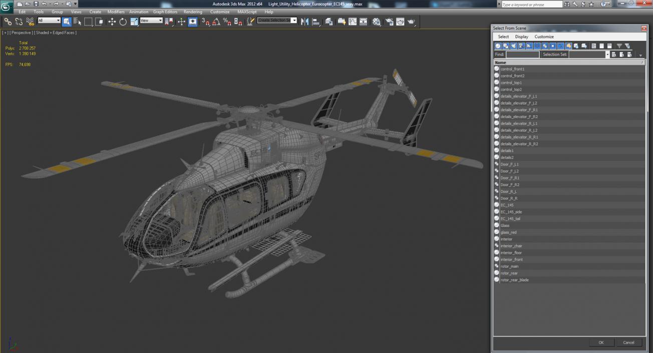 3D Light Utility Helicopter Eurocopter EC145