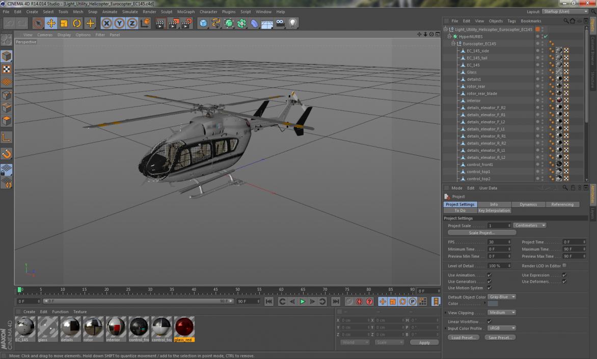 3D Light Utility Helicopter Eurocopter EC145