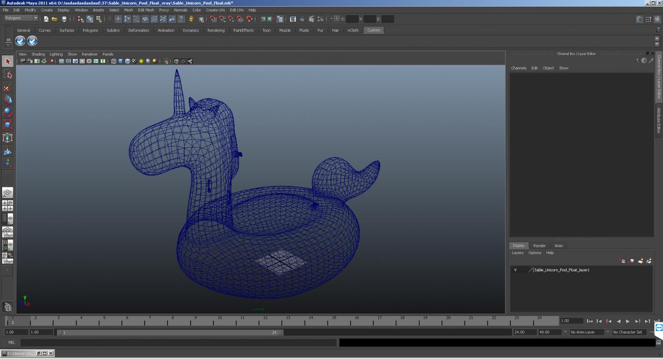 3D Unicorn Pool Float model