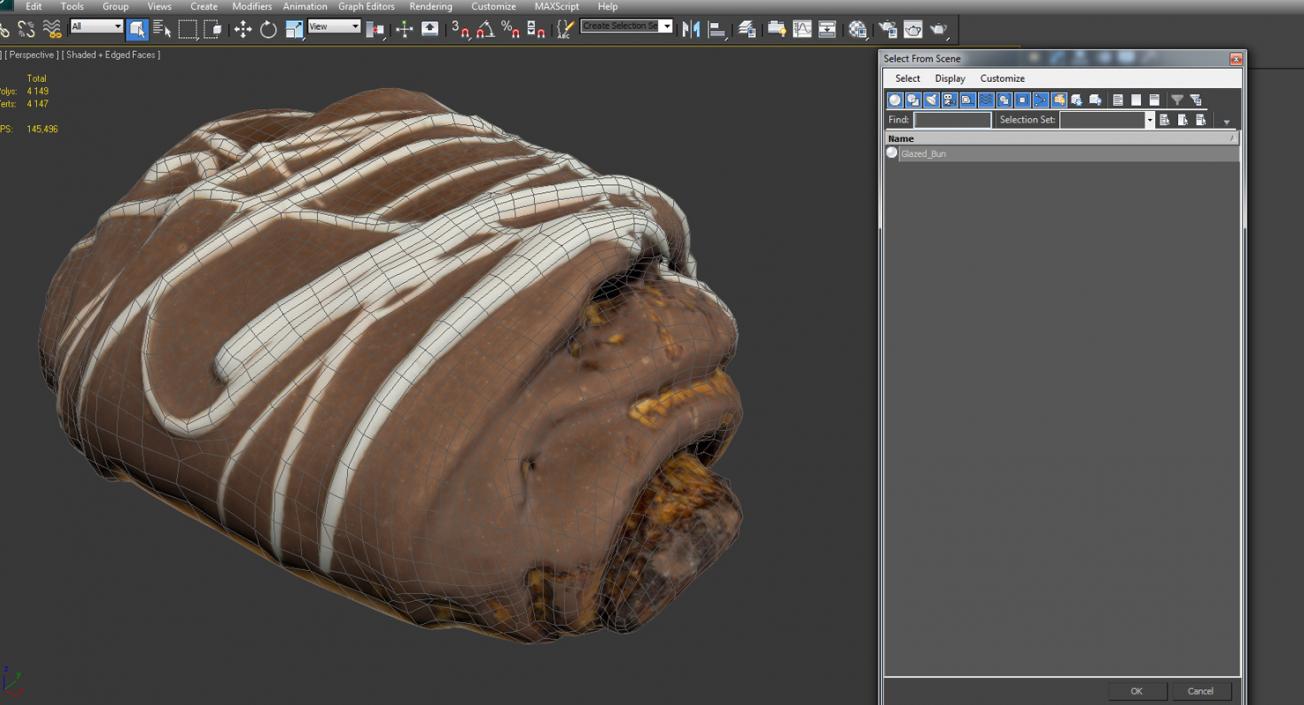 Bun With Chocolate Glaze 3D model