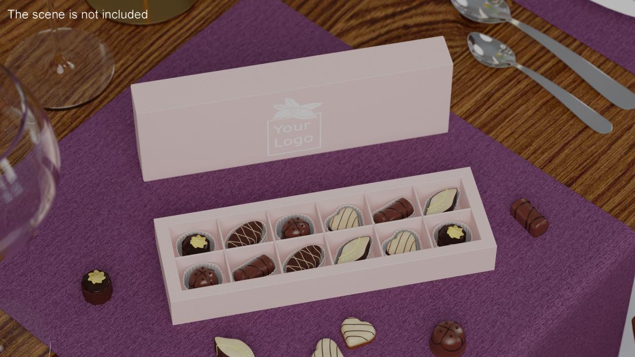 3D model Handmade Chocolates Box Mockup Open