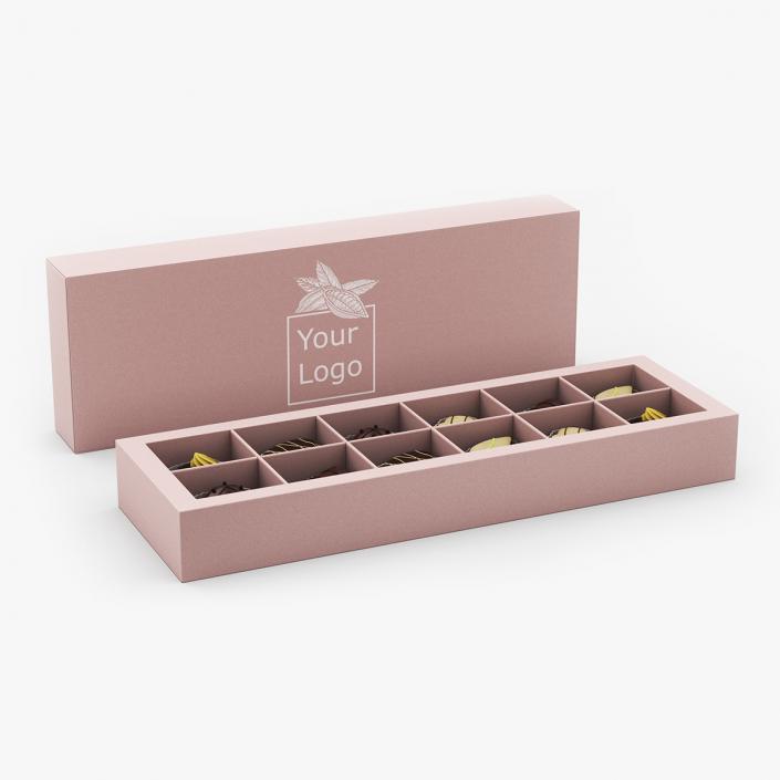 3D model Handmade Chocolates Box Mockup Open