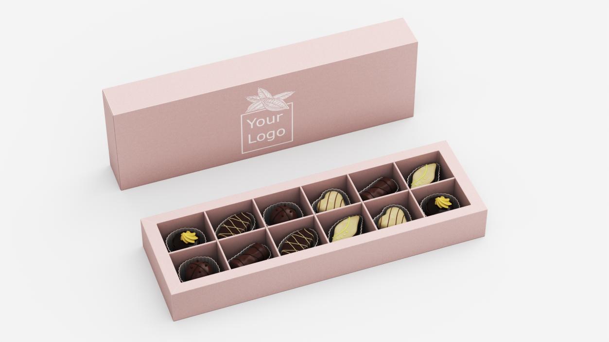 3D model Handmade Chocolates Box Mockup Open