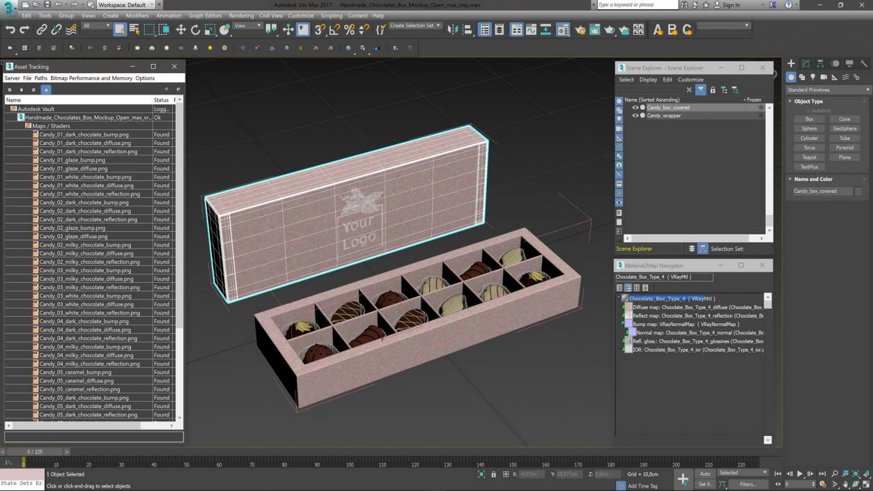 3D model Handmade Chocolates Box Mockup Open