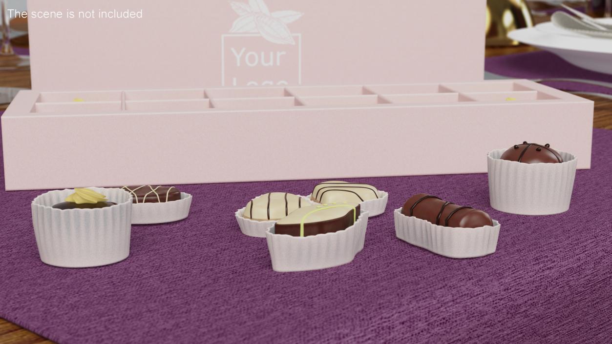 3D model Handmade Chocolates Box Mockup Open