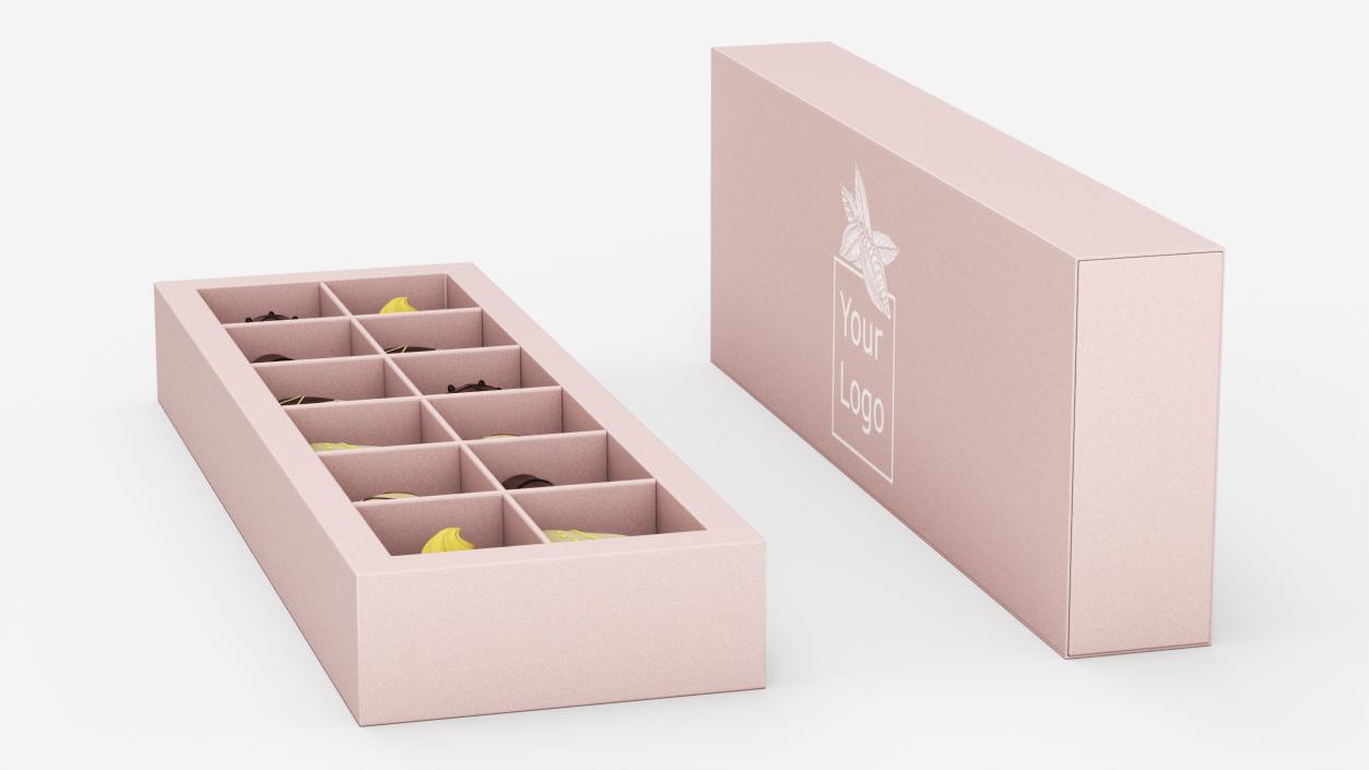 3D model Handmade Chocolates Box Mockup Open