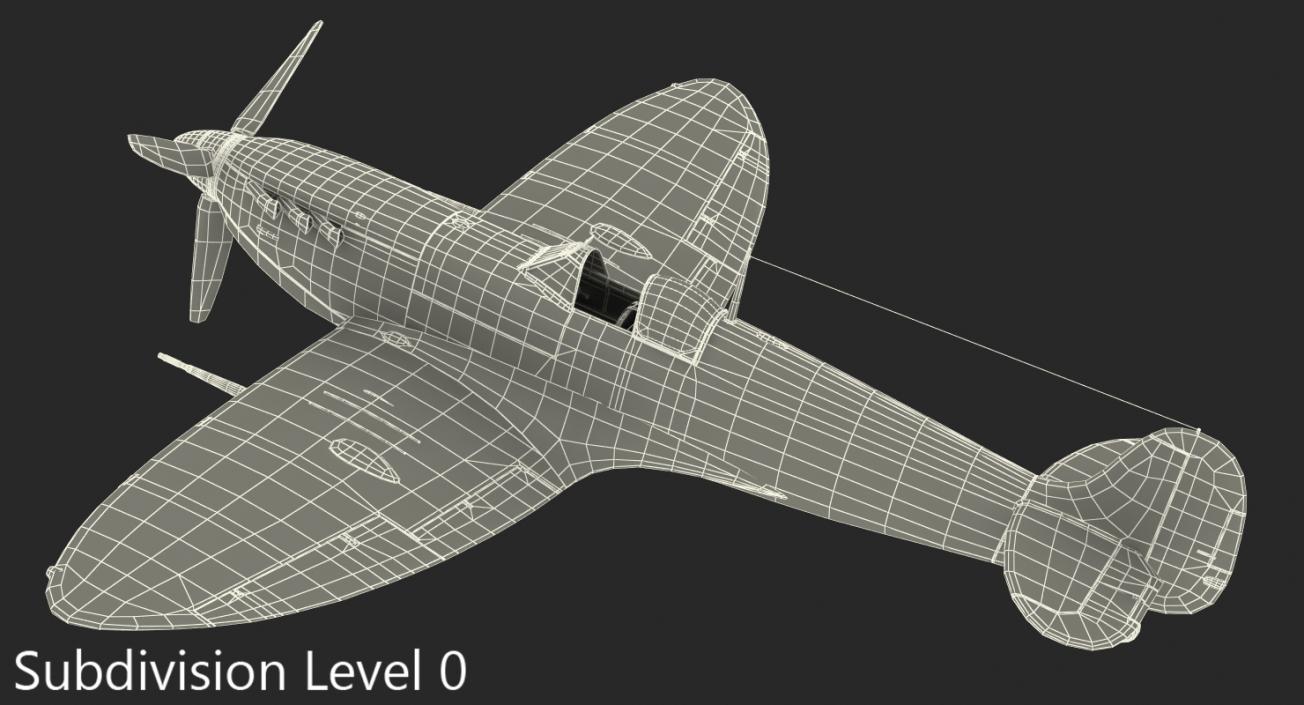 British WWII Fighter Aircraft Supermarine Spitfire Rigged 3D