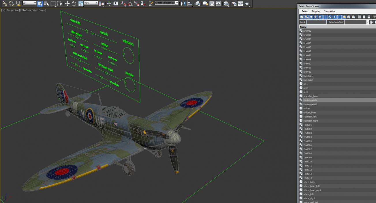 British WWII Fighter Aircraft Supermarine Spitfire Rigged 3D