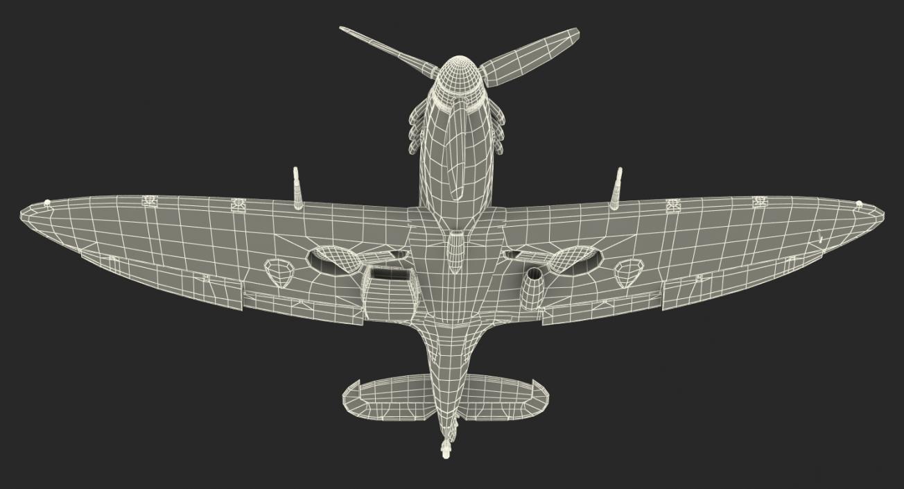 British WWII Fighter Aircraft Supermarine Spitfire Rigged 3D