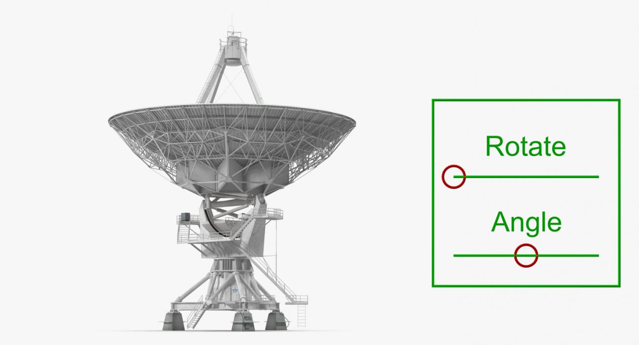 Big Satellite Antenna Rotate and Tilt Rigged 3D model