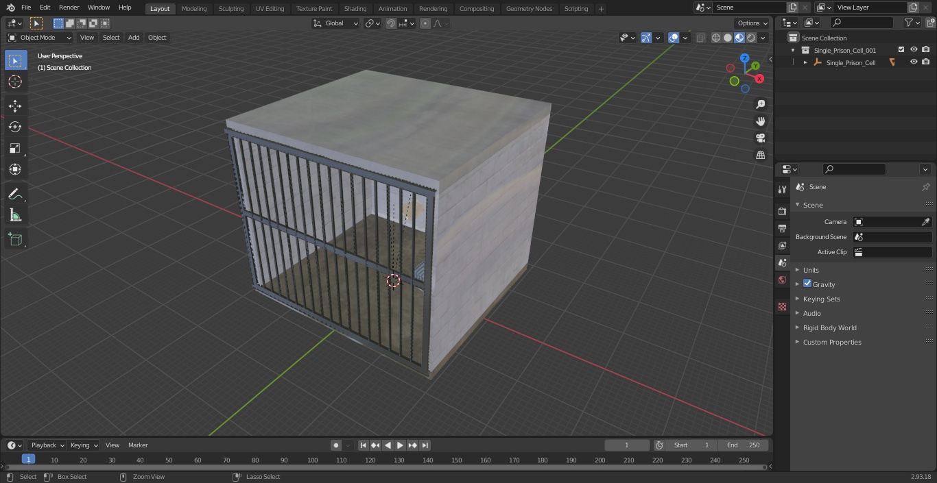 3D Single Prison Cell model