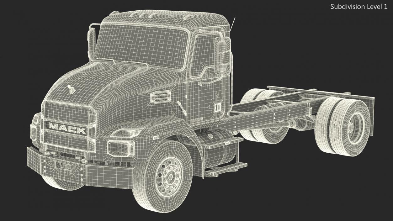 3D Mack MD6 Medium-Duty Truck Rigged model