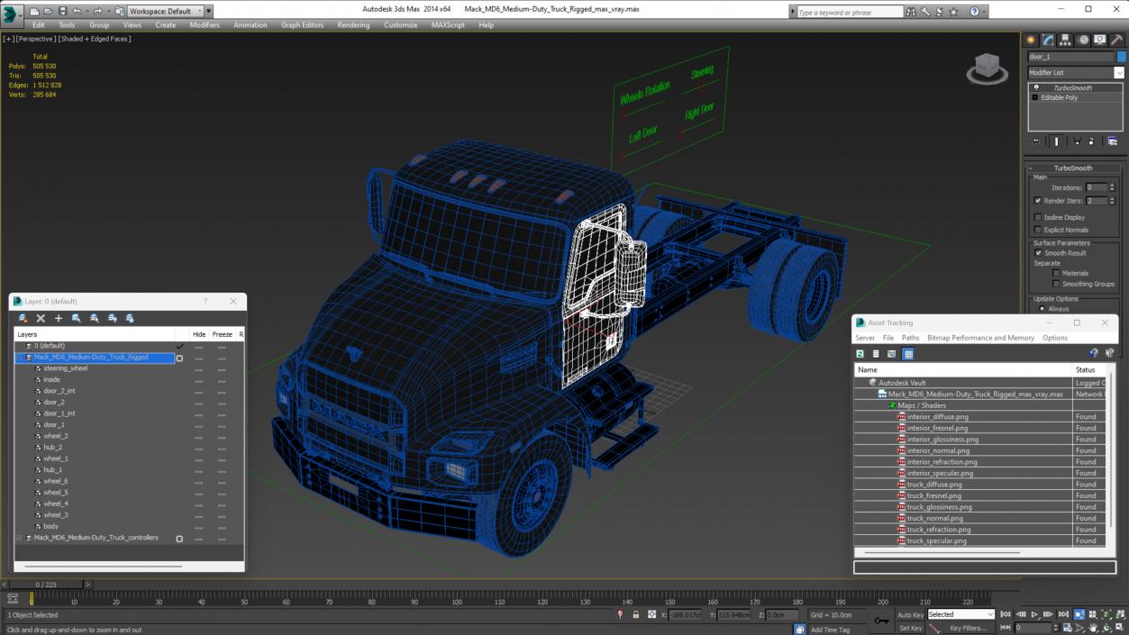 3D Mack MD6 Medium-Duty Truck Rigged model