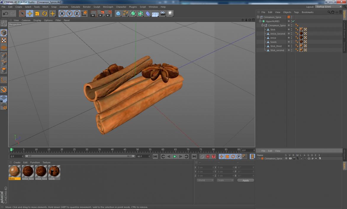 3D model Stick Cinnamon And Star Anise Spice