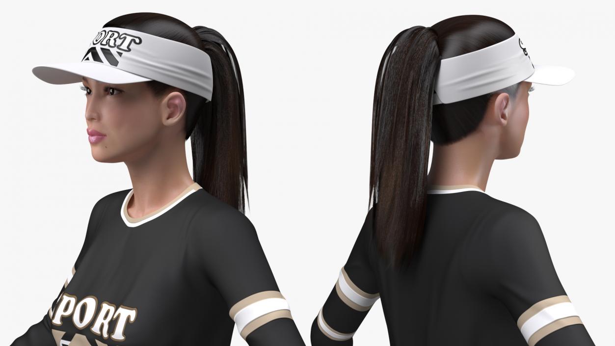 Asian Woman in Sportswear T Pose 3D