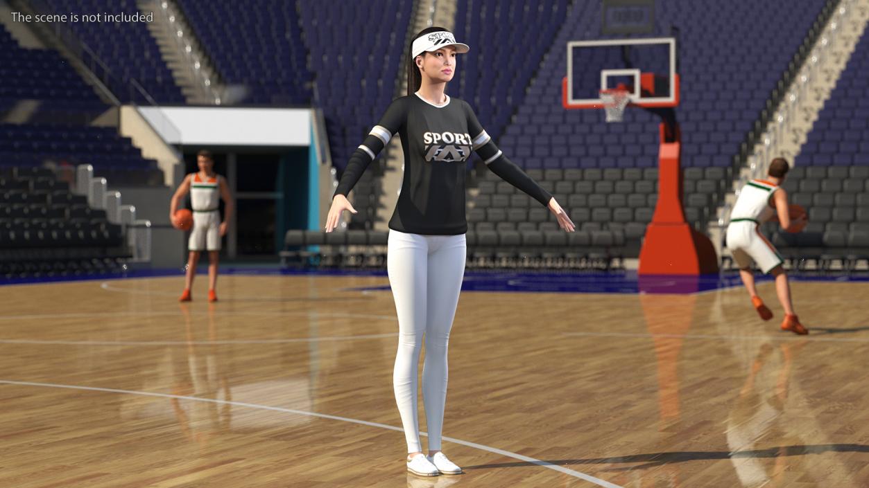 Asian Woman in Sportswear T Pose 3D