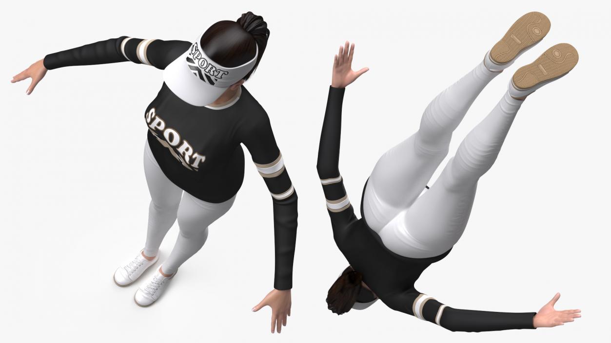 Asian Woman in Sportswear T Pose 3D