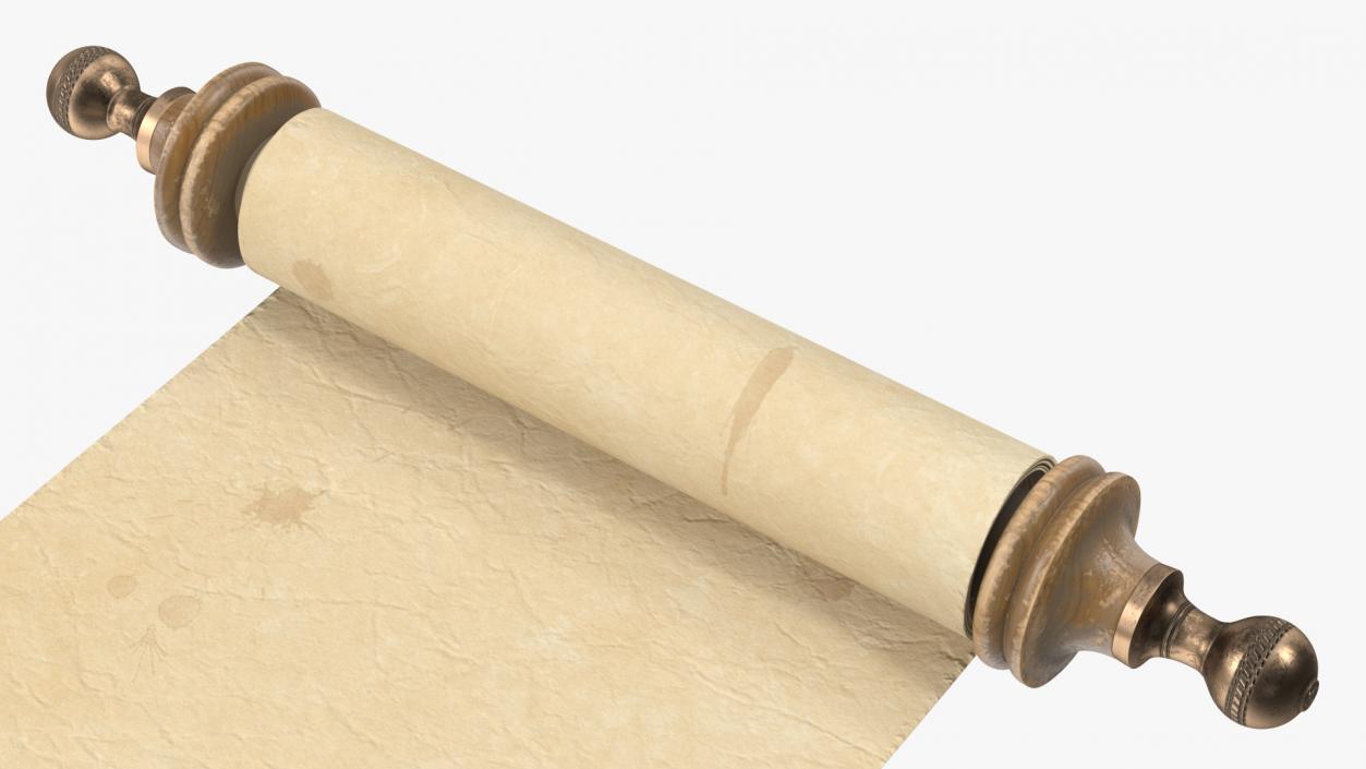 3D model Antique Unfolded Blank Paper Scroll