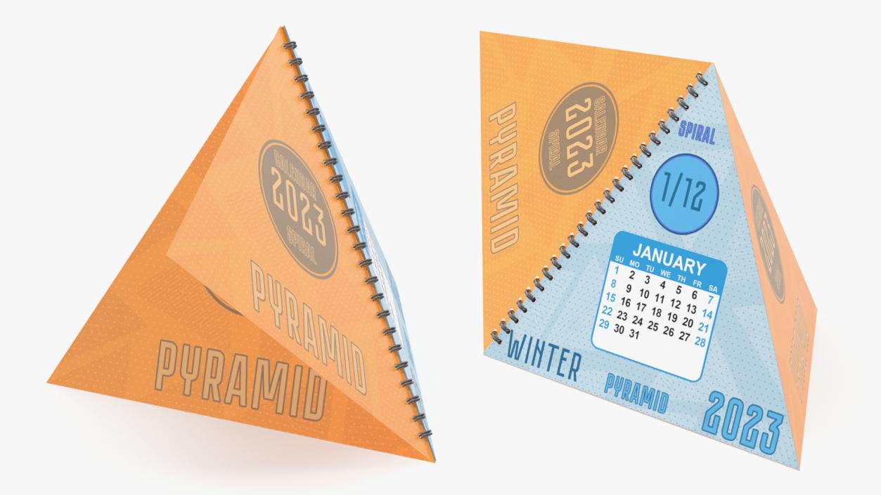 Spiral Pyramid Desk Calendar All Months 3D model