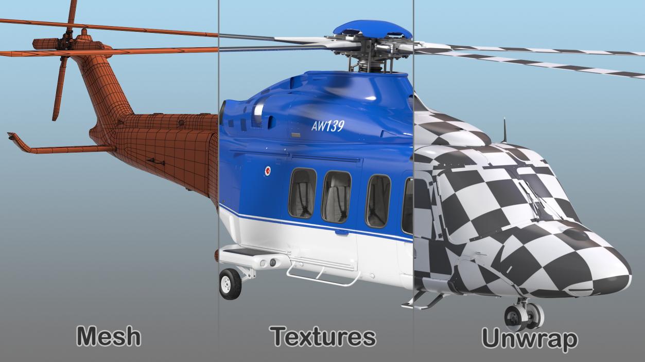 3D AgustaWestland AW139 Helicopter Rigged model