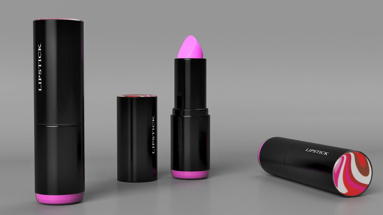 Round Crimson Lipstick 3D