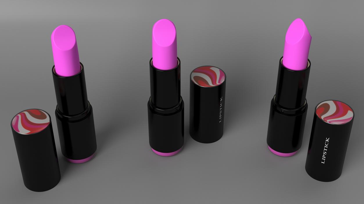 Round Crimson Lipstick 3D