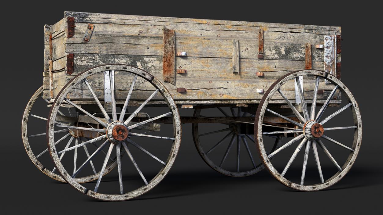 3D model Antique Wooden Wagon