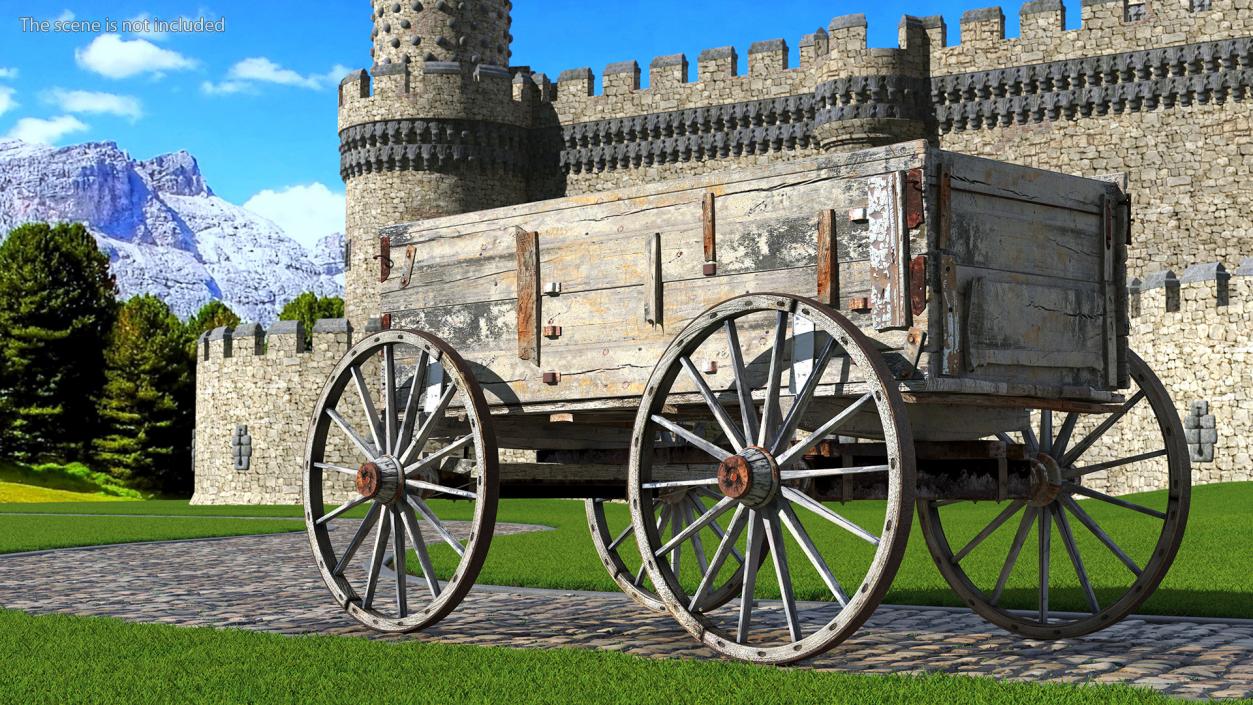 3D model Antique Wooden Wagon