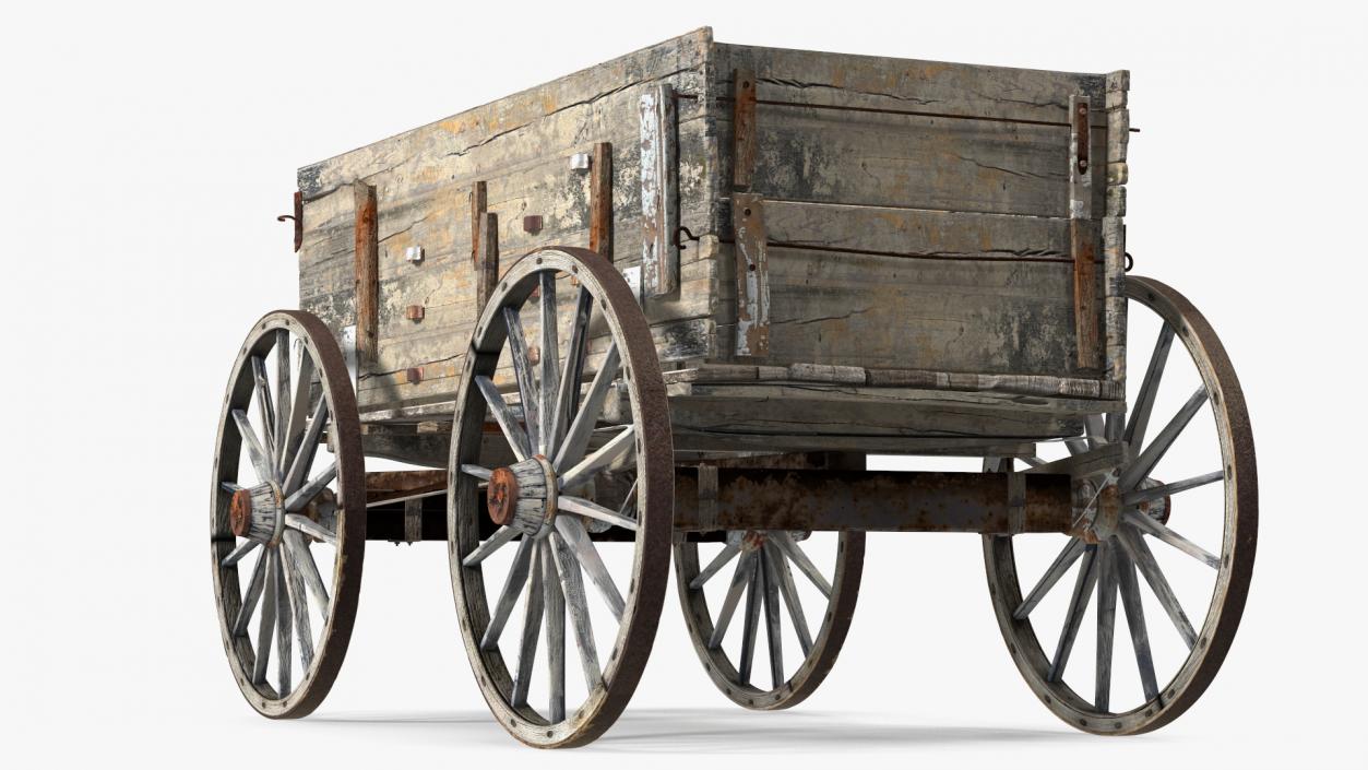 3D model Antique Wooden Wagon