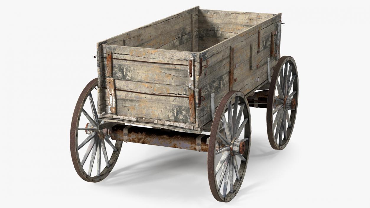 3D model Antique Wooden Wagon