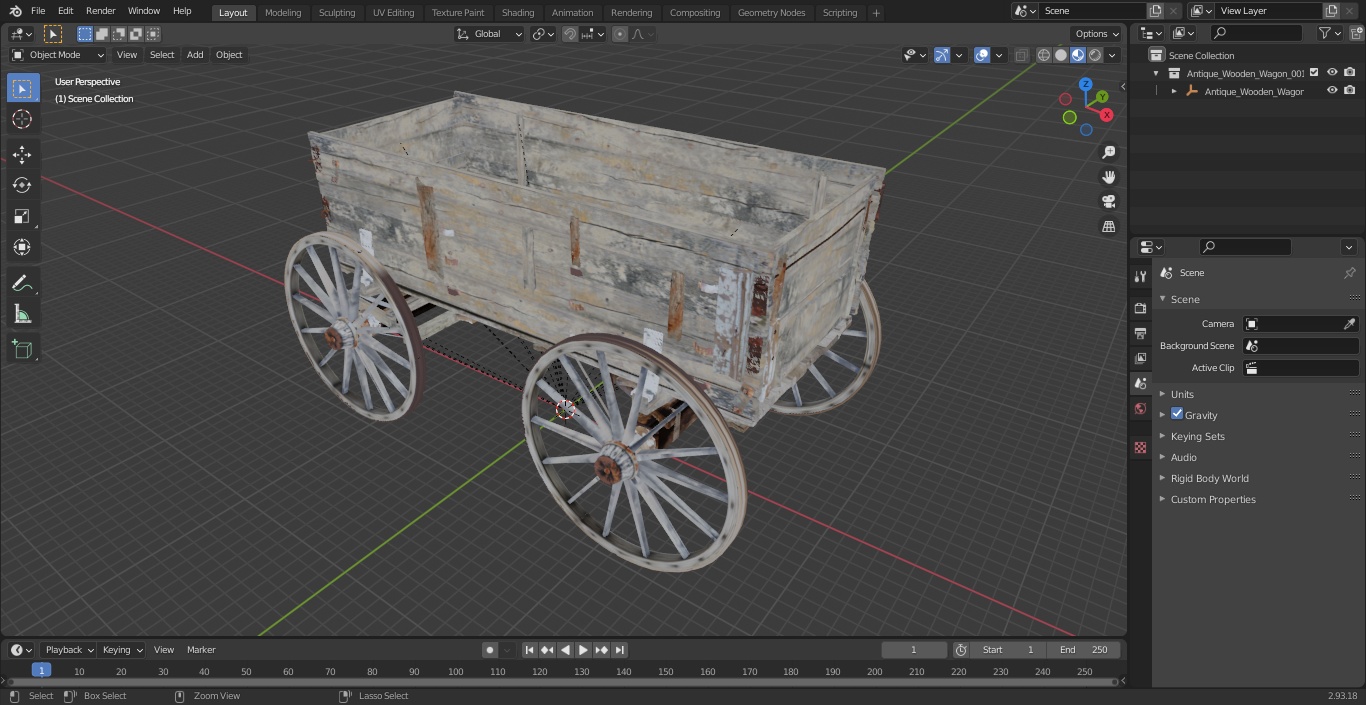 3D model Antique Wooden Wagon