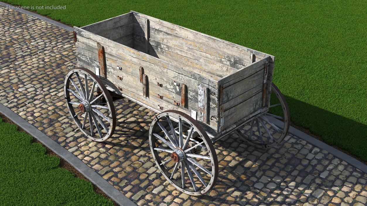 3D model Antique Wooden Wagon