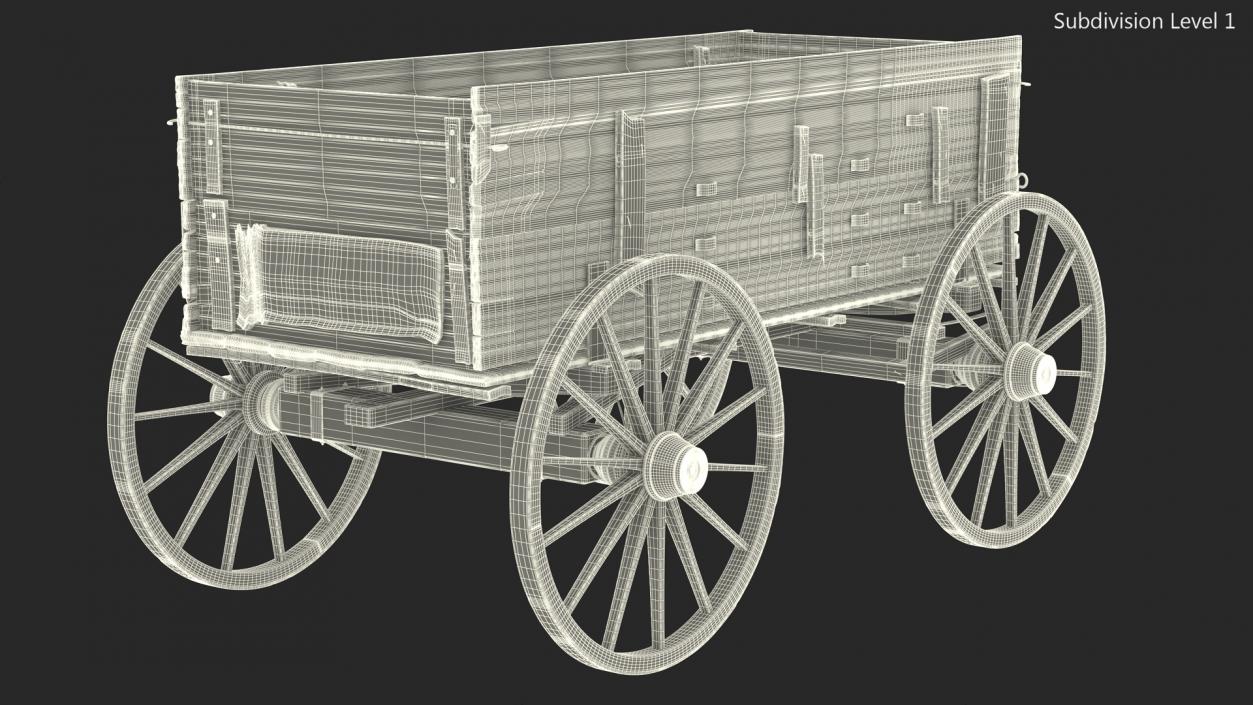 3D model Antique Wooden Wagon