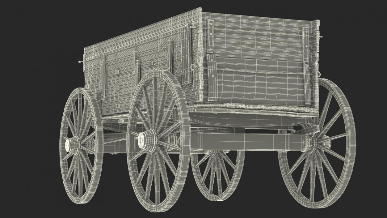 3D model Antique Wooden Wagon