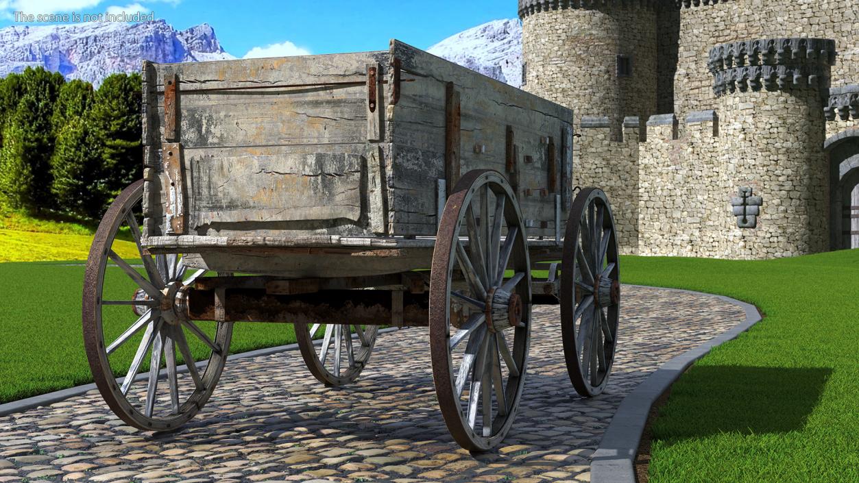 3D model Antique Wooden Wagon