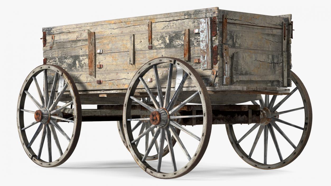 3D model Antique Wooden Wagon